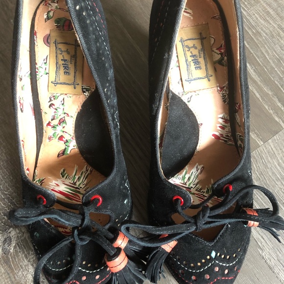 Miss L Fire Black Suede Heels size 6 - Picture 6 of 10